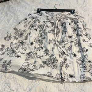 Black and White Mini Skirt with Tie Front